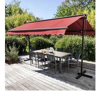 Store double pente avec coffre 3 x 4 m en aluminium grenat Delgada - Oviala