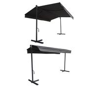 Store double pente frene 3,95x3m - toile anthracite et structure grise