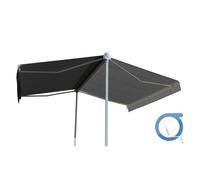 Store double pente manuel 5x2x3 m - Toile grise et structure blanche satinée - GARDEN OMBRAZUR