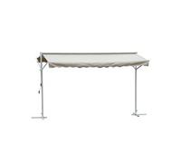 Store double pente manuel rétractable inclinaison réglable acier époxy blanc polyester imperméabilisé anti-UV beige dim. 4,50L x 3,40l x 2,55H m