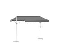 Store double pente manuel rétractable inclinaison réglable acier époxy blanc polyester imperméabilisé anti-UV gris dim. 3L x 2,95l x 2,6H m
