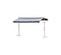 Store double pente manuel rétractable inclinaison réglable métal époxy blanc polyester imperméabilisé anti-UV gris dim. 3,95L x 2,98l x 2,55H m