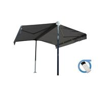 Store double pente motorisé 4x2x3 m - Toile grise et structure grise anthracite texturée - GARDEN OMBRAZUR