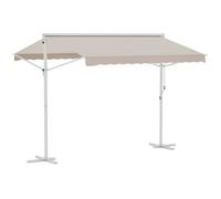 Store double pente - Outsunny - 3x3 m manuel rétractable inclinaison réglable anti-UV - acier - beige