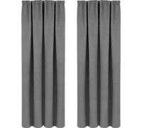 Store en lin - 2 pièces - 100 % polyester - Rouleau / occultant / vitrage - Gris foncé - 135 x 225 cm