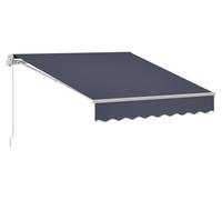 Store enroulable manuel, auvent de 300 x 250 cm pour terrasse extérieure, protection solaire rétractable, auvent en polyester résistant à l'eau pour portes-fenêtres, abri solaire avec manivelle, idéal