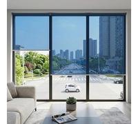 Store Enrouleur à Miroir sans Tain, Film Adhésif Effet Miroir sans Perçage, Rideaux Brise Vue Occultant Thermique sans Cordon Protéger du Soleil pour Balcon Fenêtre(Bleu,W80xH200cm)