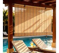 Store Enrouleur Bambou Naturel 140x140cm Store Occultant en Bambou Exterieur,Stores à Rouleaux Romains,60% Protection Solaire Intimité éCran,pour fenêtre,Porte,Salon,Tirage Latéral,Respirant