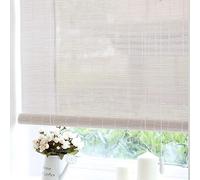 Store Enrouleur Bambou Pour Fenêtres,Pare-soleil Intérieur Extérieur,Stores en Bambou Blanc 50/60/70/80/90/100/110/120cm,Store À Rouleau,Stores Romains,Rideaux D'intimité,W×H-100x140cm/39.5x55in