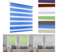 Store Enrouleur Double Klemmfix 75 x 80 cm Protection De La Vie Privée Store Enrouleur Fenêtre Intérieure Montage Simple et Rapide pour Fenêtre, Bleu