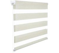 Store Enrouleur Double - WOLTU - Aspect Bois Hêtre - Installation sans perçage - 120x150cm
