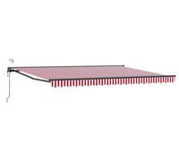 Store enrouleur électrique rouge et blanc - 5x3 mètres - Tissu polyester - Design semi-encastré