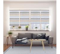 Store Enrouleur Jour Nuit sans perçage Facile à Montage Double Tissu Rideau Occultant et Translucide pour Fenêtre ou Porte Couleur Tricolore 60x180 cm (Largeur du Tissu 57 cm) STORESDECO