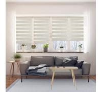 Store Enrouleur Jour Nuit sans perçage Facile à Montage Double Tissu Rideau Occultant et Translucide pour Fenêtre ou Porte Couleur Lin 45x180 cm (Largeur du Tissu 42 cm) STORESDECO