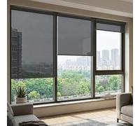Store Enrouleur Miroir sans Tain Rétractable, Rideaux d'Intimité sans Perçage Adhésif, Film Occultant Isolation Thermique sans Cordon pour Fenêtre Porte Vitrée Bureau(Noir,W35xH200cm)