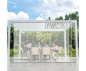 Store enrouleur transparent - Paravent de séparation en plastique imperméable pour pergola - Panneau latéral transparent et imperméable - Décoration de bâche pour l'extérieur