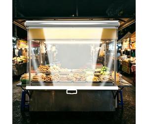 Store Enrouleur Transparent pour Stand de Marché et Étal de Nourriture | Rideau de Nuit Enroulable et Protection Anti-Poussière pour Chariot Snack Vitrine d'Exposition(W80xh150cm/31.4x59'')