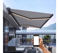 Store extérieur électrique rétractable avec télécommande, éclairage LED, Structure en Aluminium Durable, Protection Solaire pour terrasses et cafés