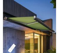 Store extérieur motorisé rétractable avec Coffre Complet, éclairage LED et Commande par Application Intelligente pour terrasse, fenêtres et Portes