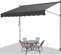 Store Izrielar à pince avec manivelle, 350 x 120 cm, résistant aux UV 50+, réglable en hauteur, protection solaire sans perçage pour terrasse et balcon, gris