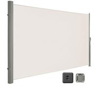 Store latéral 160 x 450 cm (H x L), Brise-vue Rétractable pour Jardin, tissu polyester 280 g/m², Beige