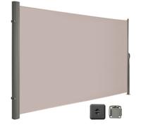 Store latéral 180 x 300 cm (H x L), Brise-vue Rétractable pour Jardin, tissu polyester 280 g/m², Taupe