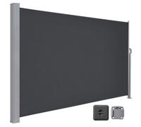 Store Latéral 180 x 400 cm, Brise-Vue Rétractable, Auvent extérieur, Résistant aux Intempéries, Gris Anthracite