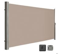 Store latéral 180 x 400 cm (H x L), Brise-vue Rétractable pour Jardin, tissu polyester 280 g/m², Taupe