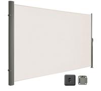 Store latéral 180 x 450 cm (H x L), Brise-vue Rétractable pour Jardin, tissu polyester 280 g/m², Beige