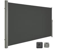 Store latéral 180 x 500 cm (H x L), Brise-vue Rétractable pour Jardin, tissu polyester 280 g/m², Gris foncé