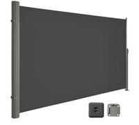 Store latéral 200 x 450 cm (H x L), Brise-vue Rétractable pour Jardin, tissu polyester 280 g/m², Gris foncé