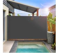 Store Latéral,Auvent Latéral Extensible,Paravent Exterieur Retractable,Brise Vue,Coupe-Vent,Protection Solaire,Gris 180 x 400cm