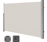 Store latéral beige 160 x 300 cm, pare-vent enroulable, pour balcon et terrasse, en non-tissé, fixation au sol.