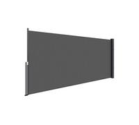 Store latéral brise-vue paravent rétractable de jardin dim. 3 x 1,4 m alu. polyester gris foncé