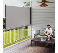 Store latéral Brise-Vue paravent rétractable dim. 3L x 1,40H m alu. Polyester Anti-UV Haute densité 180 g/m² Gris