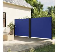 Store Latéral Double, Brise Vue Paravent Extérieur Rétractable Auvent Latéral Extensible Bleu 180x1000 cm