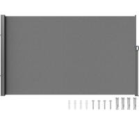 Store latéral en tissu polyester - 160 x 300 cm, poignée rétractable - Gris - Mécanisme à ressort - Protection contre les regards indiscrets pour balcons - cours intérieures - EnductionPolyuréthane180