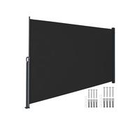 store latéral extensible noir en toile polyester enduit déperlante en acier 300x9x200 cm