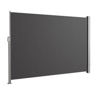 Store latéral extérieur 280 g/m² brise vue pour terrasse, structure aluminium, Anthracite 180 x 350 cm