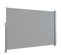Store latéral extérieur 280 g/m² brise vue pour terrasse, structure aluminium, Gris clair 160 x 350 cm