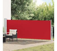 Store latéral rétractable 140x500 cm Rouge, écran intimité terrasse et Balcon, auvent Vertical en Polyester résistant UV, Cassette Acier, Retour Automatique, kit Montage Inclus
