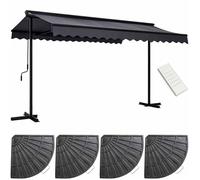 Store mobile électrique 4x3m et 4 dalles lestées gris Delgada - Oviala