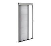 Store moustiquaire plissée pour porte en aluminium - Recoupable hauteur & largeur - Seuil ultra plat (Gris RAL 7038, L1200mm x H2400mm)
