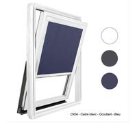 Store Occultant Ossature Blanche Compatible VELUX ® Pour Dimension Ck04 - Bleu