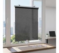 Store Occultant sans Perçage à Ventouse, Store Enrouleur Occultant Rétractable, Rideau Thermique Anti Chaleur Portable pour Vitre et Chambre(Blacks,35W x 125 cm H)