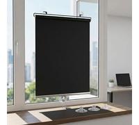 Store Occultant sans Perçage à Ventouse, Store Enrouleur Occultant Rétractable, Rideau Thermique Anti Chaleur Portable pour Vitre et Chambre(Black,60W x 145 cm H)