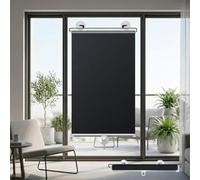 Store Occultant sans Perçage à Ventouse, Store Enrouleur Occultant Thermique pour Vitres, Pare Soleil Anti Chaleur Rétractable, Rideau Portable(Black,50W x 105 cm H)