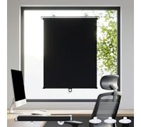 Store Occultant sans Perçage Rétractable à Ventouse | Store Occultant Enrouleur Temporaire Isolant Thermique, Rideau Protection Solaire Portable Voiture Chambre(Black,45Wx110Hcm)