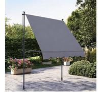 Store pare-soleil à manivelle pour balcon, 300 x 120 cm, aluminium et polyester gris foncé, protection UV et réglable en hauteur