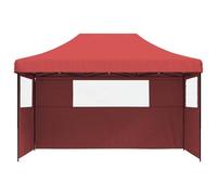 Store Pop-Up à 3 parois, bordeaux, 440 x 292 x 315 cm | Toit en tissu Oxford avec revêtement PVC, cadre en acier revêtu par poudre, fenêtres transparentes, 8 pistes et 4
